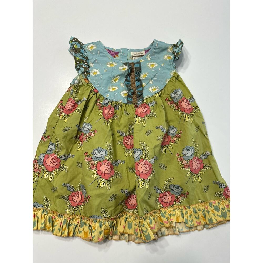 Matilda Jane Mix and Mingle Flutter Dres Green Floral Size 4